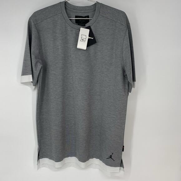 Nike Air Jordan Jumpman Crewneck Layered Tee Shirt Heather Gray Men's Size XL - Picture 1 of 6